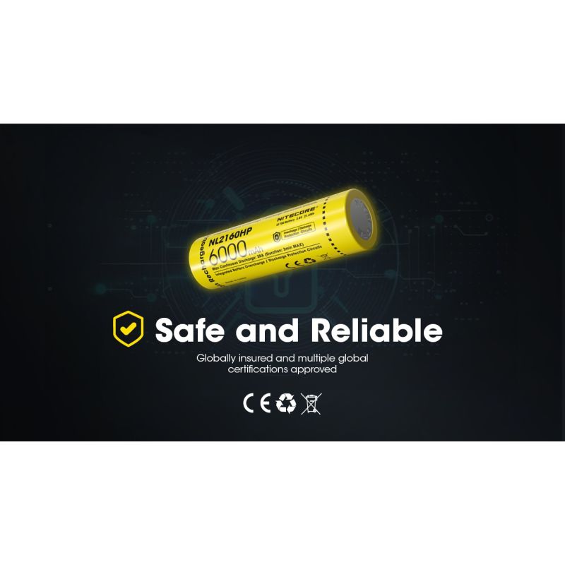 Batterie Rechargeable NITECORE NL2160HP 6000mAh USB-C Compacte et Légère pour Photographie et Camping