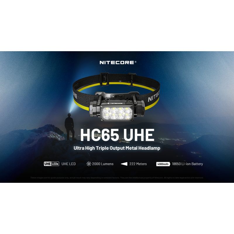 NITECORE HC65 UHE lampe frontale 2000 lumens rechargeable USB-C éclairage extérieur camping randonnée