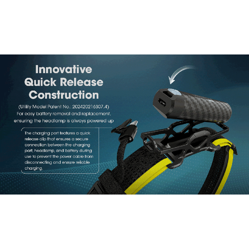 Nitecore Carbon Battery 6K Kit, Prolongateur Autonomie Lampe Frontale NU40-HC65 UHE, étanche IP68.