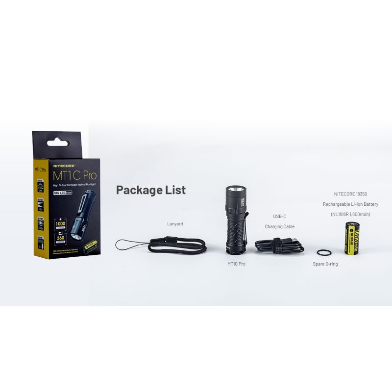 Nitecore MT1C Pro lampe de poche EDC compacte 1000 lumens visibilité longue portée équipement de camping durable