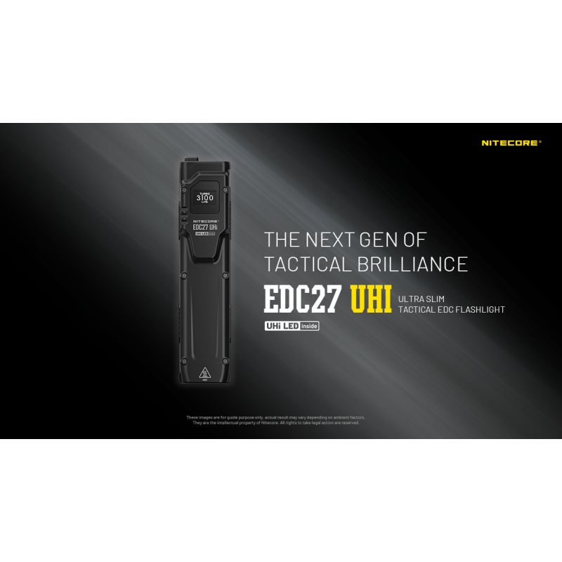 NITECORE EDC27 UHi Lampe de poche rechargeable USB-C 3100 lumens compacte puissante pour équipement extérieur