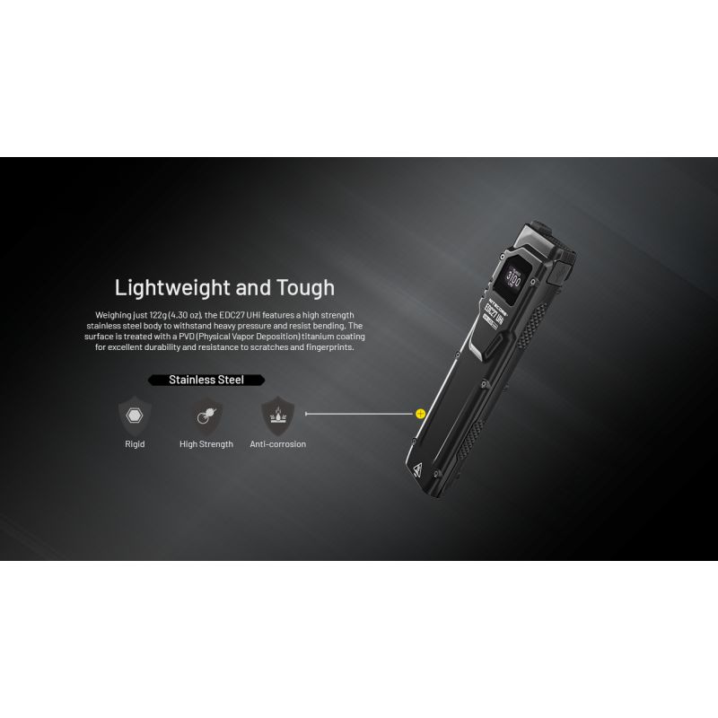 NITECORE EDC27 UHi Lampe de poche rechargeable USB-C 3100 lumens compacte puissante pour équipement extérieur