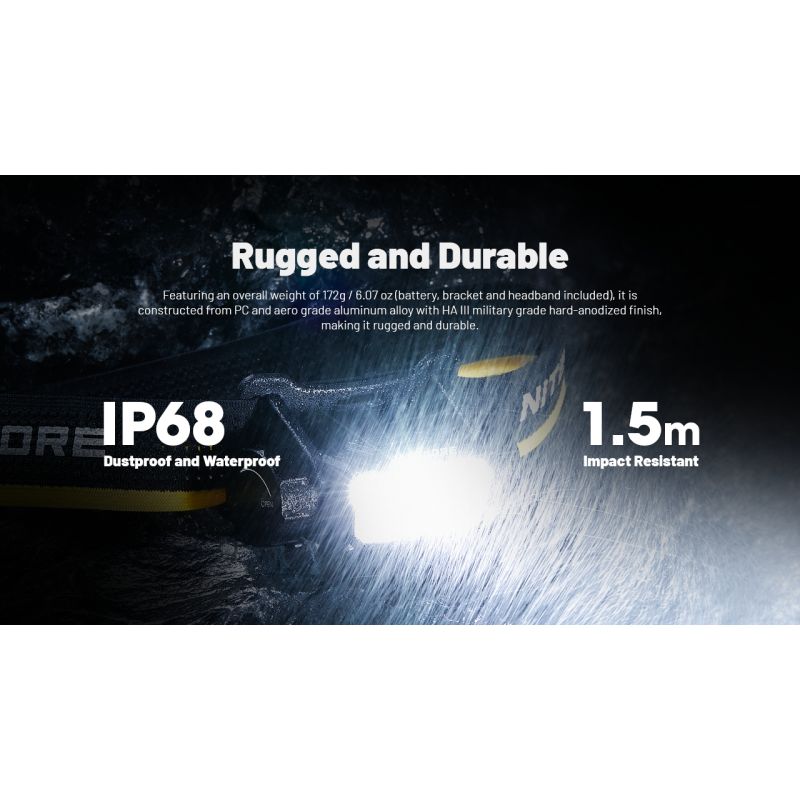 Lampe frontale NITECORE HC70 UHE rechargeable USB-C 1600 lumens pour éclairage extérieur et visibilité nocturne