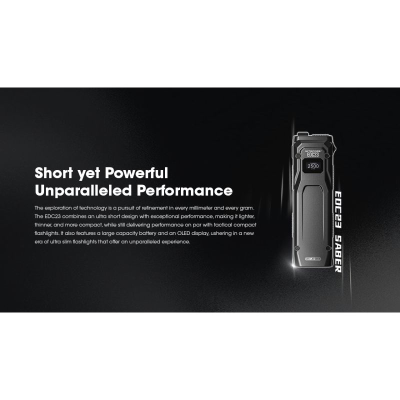 Lampe torche LED NITECORE EDC23 puissante 2500 lumens rechargeable USB-C écran OLED pour randonnée et usage quotidien