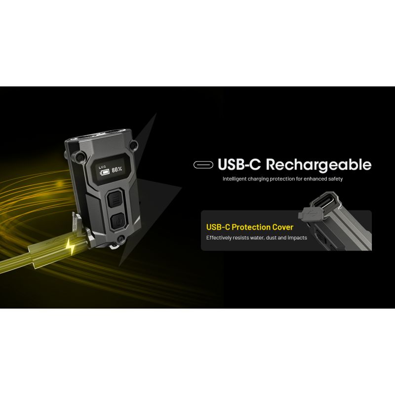 NITECORE TINI3 Lampe Porte-Clés 600 Lumens Ultra-Compacte Rechargeable pour Éclairage Quotidien et Exploration