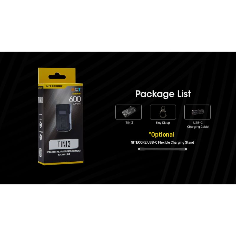 NITECORE TINI3 Lampe Porte-Clés 600 Lumens Ultra-Compacte Rechargeable pour Éclairage Quotidien et Exploration