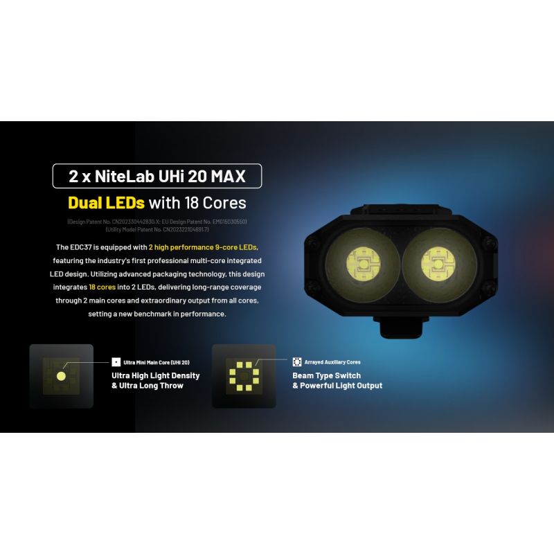 NITECORE EDC37 8000LM USB-C Lampe de Poche Rechargeable - Ultraluminosité & EDC Tactique