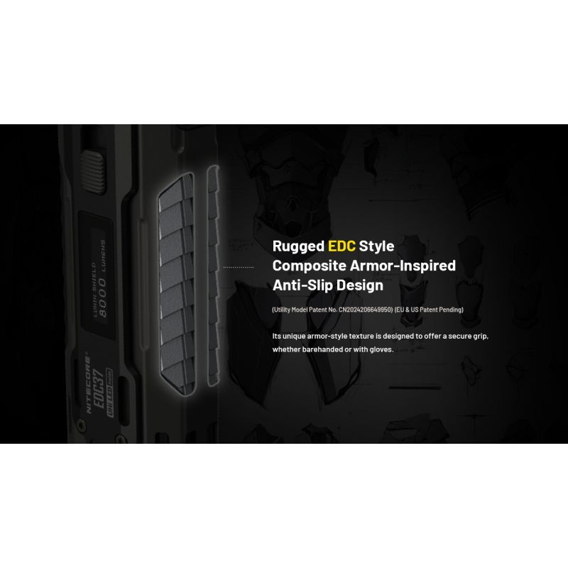 NITECORE EDC37 8000LM USB-C Lampe de Poche Rechargeable - Ultraluminosité & EDC Tactique