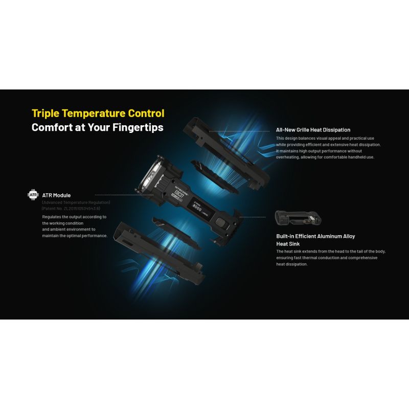 NITECORE EDC37 8000LM USB-C Lampe de Poche Rechargeable - Ultraluminosité & EDC Tactique