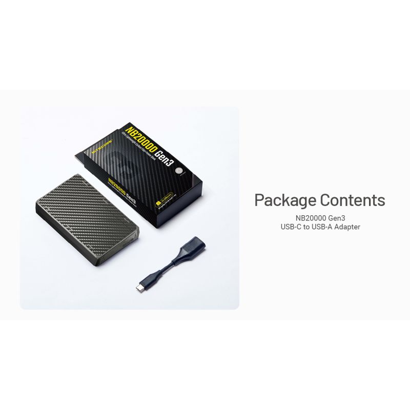 Nitecore NB20000 Gen3 QC Batterie Externe 20000mAh Double Ports USB-C Haute Capacité Charge Rapide Léger Voyage