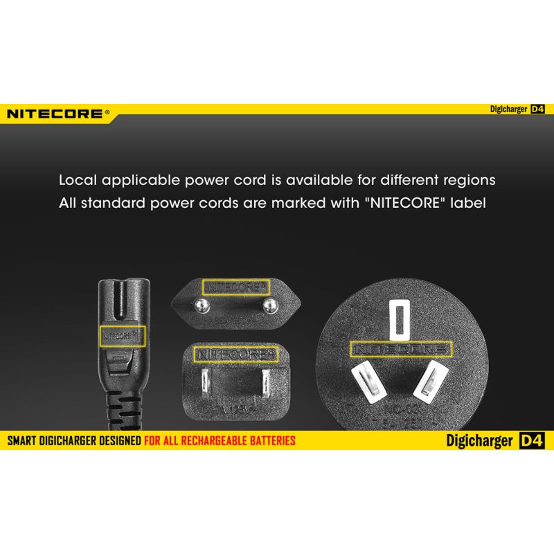 Nouveau Chargeur Nitecore D4 LCD Chargeur intelligent batteries rechargeables Compatibilité étendue Li-ion IMR