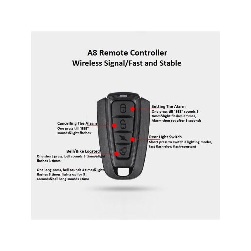 ANTUSI A8 sécurité vélo alarme antivol LED feu arrière visibilité accessoire indispensable cyclisme 700mAh