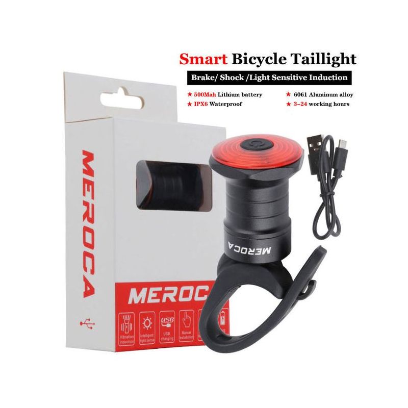 Éclairage Vélo Intelligente Lumière Arrière avec Démarrage Automatique Freinage Induction IPX6 Recharge USB