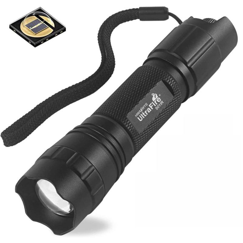 Lampe UltraFire 940nm LED IR infrarouge à faisceau réglable pour chasse furtive et observation de la faune