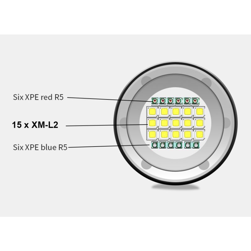 Lampe de plongée sous-marine QH14/QH27 20000 lumens avec LED pour exploration sous-marine et vie marine