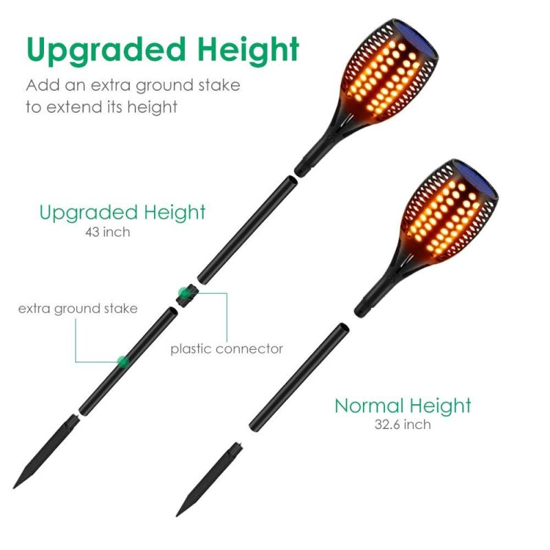 Torches solaires améliorées lumières à flamme vacillante pour éclairage extérieur et décoration de paysage