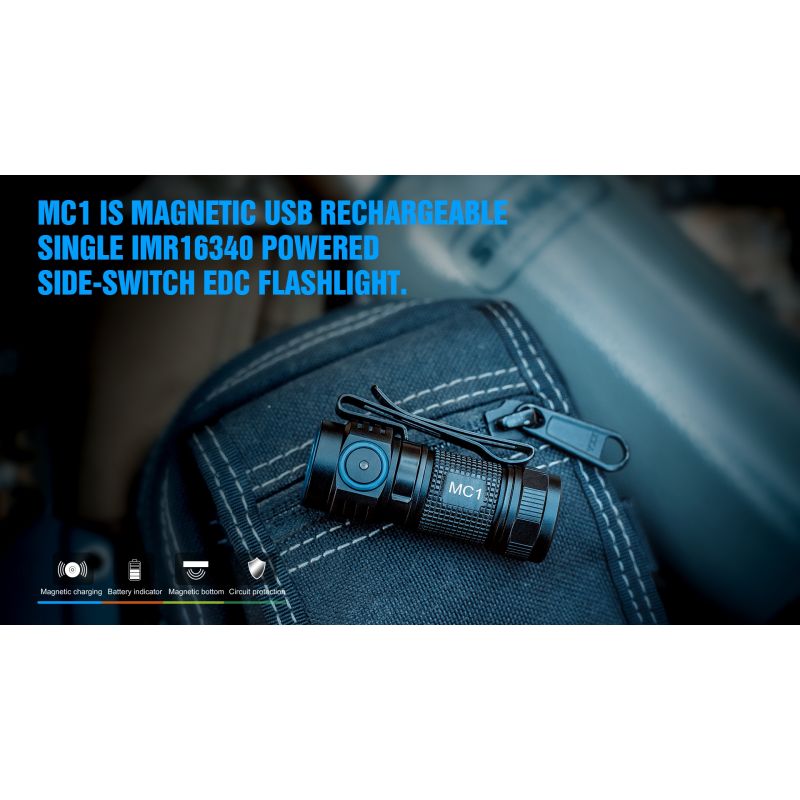 TrustFire MC1 Baton 1000 lumens lampe de poche compacte rechargeable ultra-légère chargement magnétique