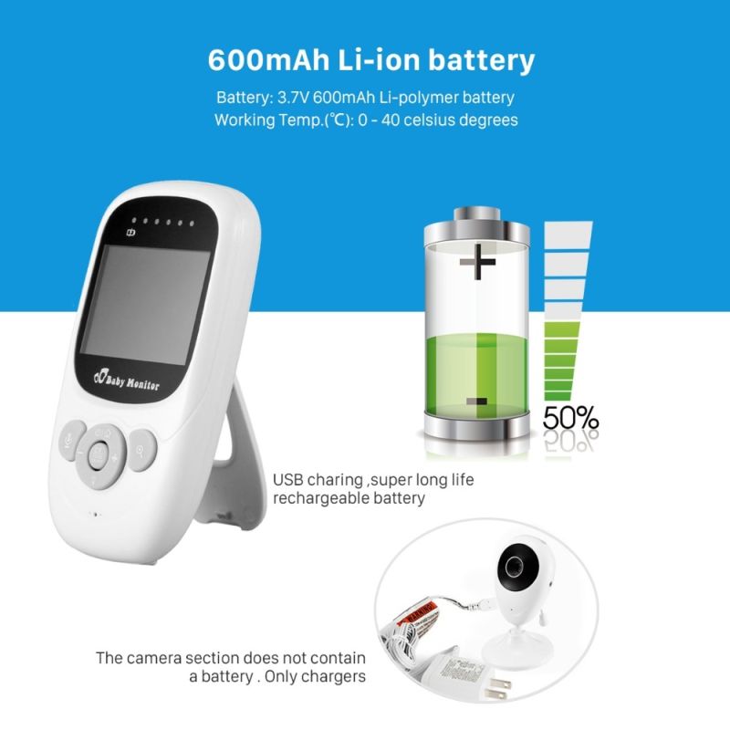 SP880 Moniteur Vidéo Bébé Sans Fil avec Écran LCD 2,4 Pouces Audio Bidirectionnel Vision Nocturne Infrarouge