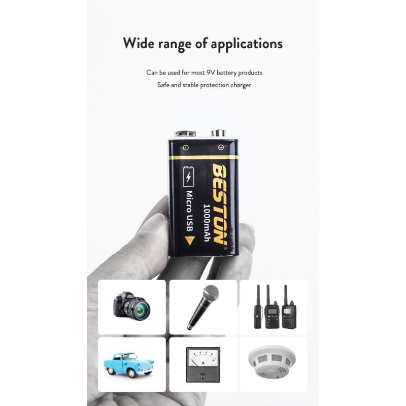 Batterie Beston 9V 1000mAh micro USB pour hélicoptères RC haute capacité longue durée et solution écologique