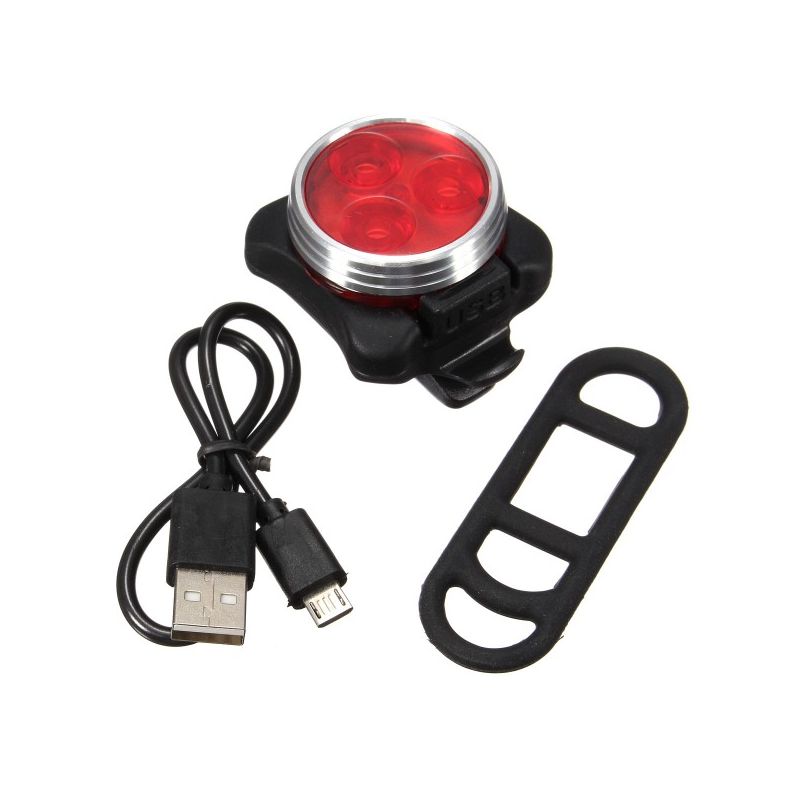 Lumière de Vélo USB Rechargeable HJ-030 3 LED 4 Modes Imperméable Sécurité Cycliste Visibilité Nocturne