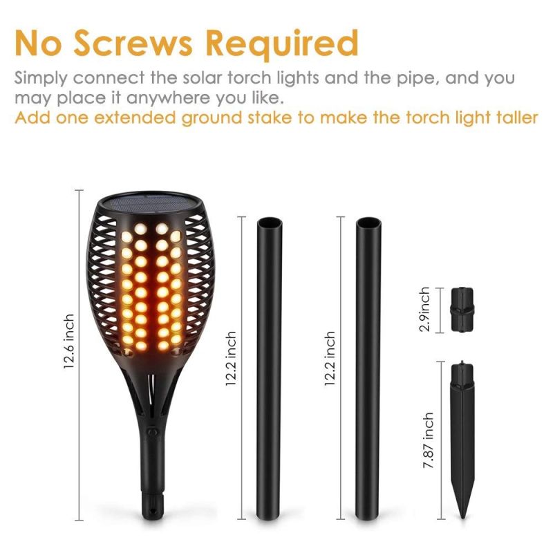 Torches solaires améliorées lumières à flamme vacillante pour éclairage extérieur et décoration de paysage