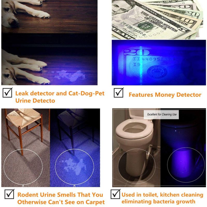 Lampe de poche ULTRAFIRE WF-502B.2 LED UV 395nm détection d'urine outil inspection DIY durable et compacte