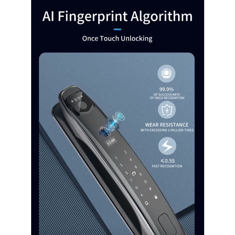 Serrure de Porte Intelligente 3D avec Empreinte Digitale et Mot de Passe pour Sécurité Domestique Avancée