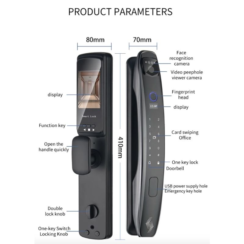 Serrure de Porte Intelligente 3D avec Empreinte Digitale et Mot de Passe pour Sécurité Domestique Avancée