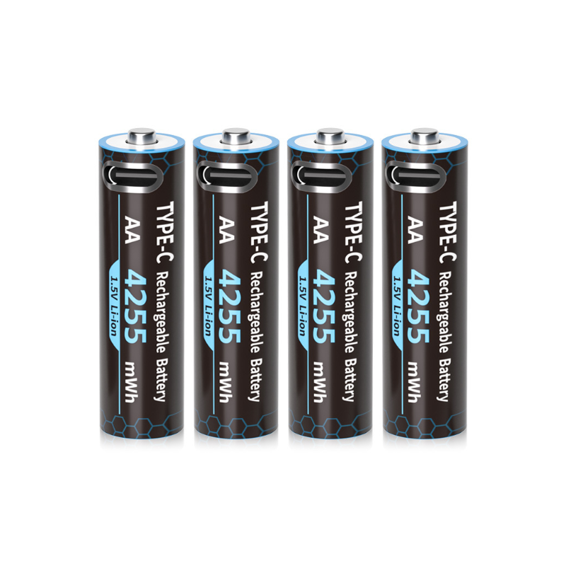 4-Pack Rechargeable AA Lithium Batteries 1.5V, 4255mWh High Capacity battery, LED Indicator & USB-C Port, 2H Fast Charging for Toys, Remote Control, Flashlight