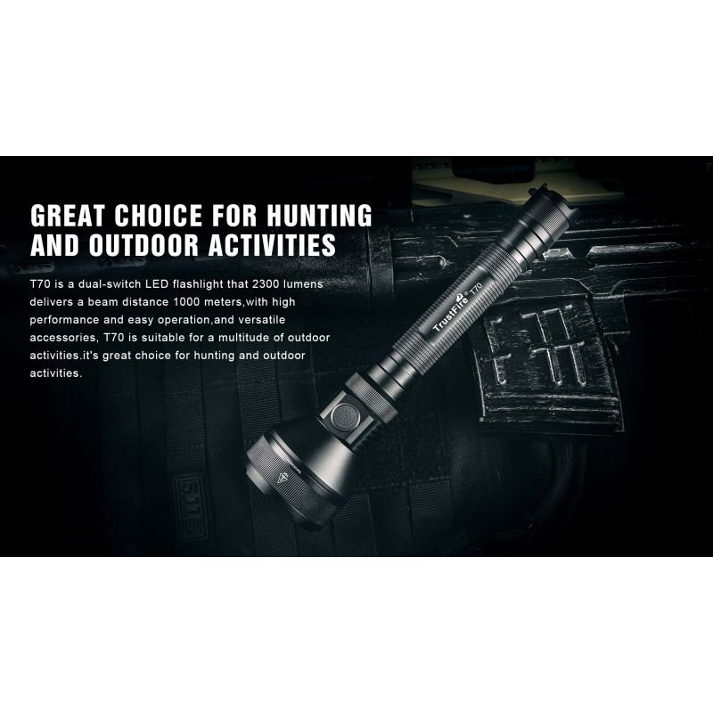 Lampe de poche Trustfire T70 Kit XHP35 HI 2300 lumens longue portée 1000 mètres LED rechargeable aventure outdoor