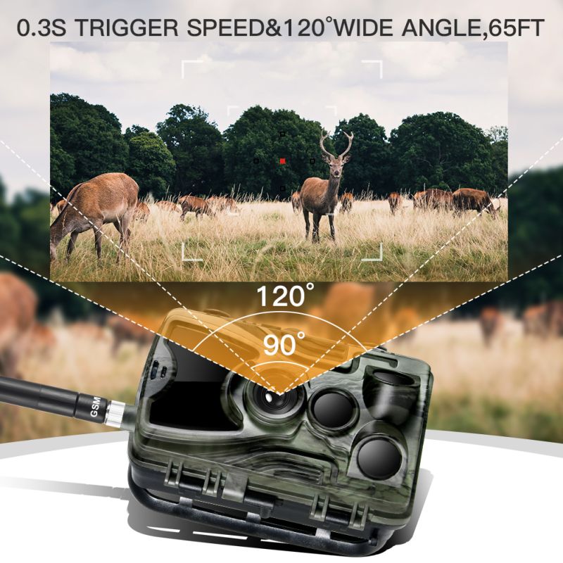 Caméra de chasse HC801M 20MP HD 1080P Vision nocturne 42 LED 2G MMS SMS SMTP pour photographie animalière