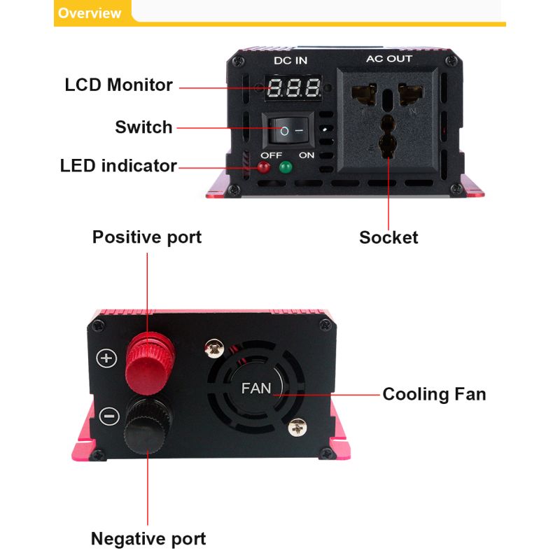 Onduleur à Onde Sinusoïdale Pure 3000W à 1000W Énergie de Camping Haute Efficacité et Performance Durable