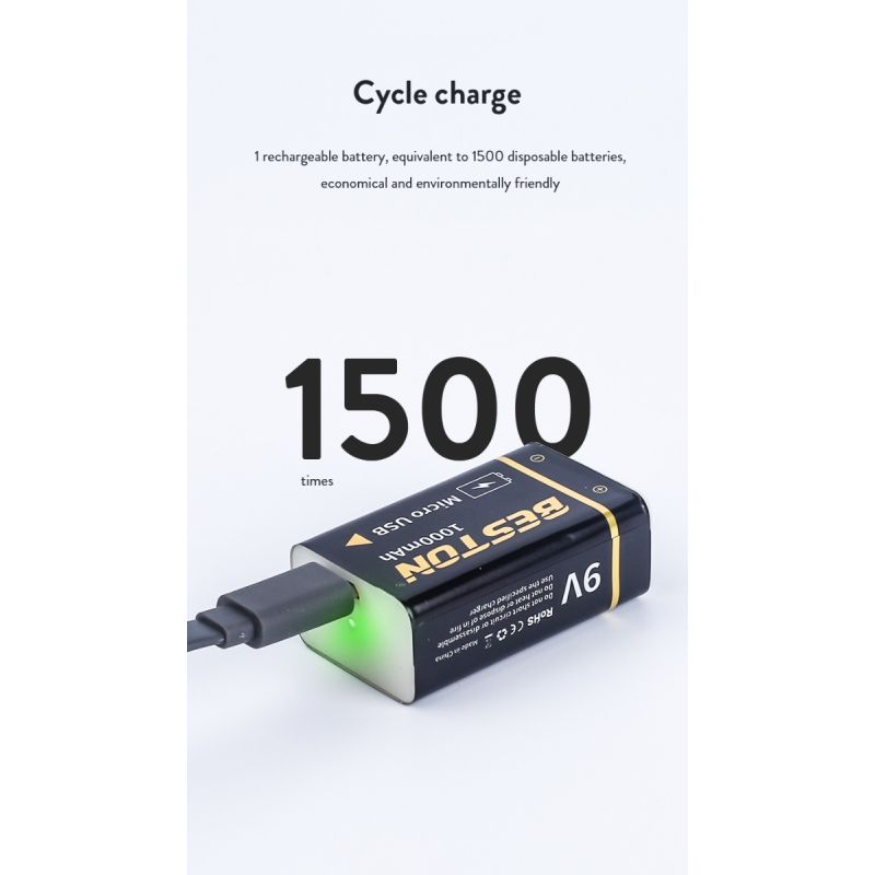 Batterie Beston 9V 1000mAh micro USB pour hélicoptères RC haute capacité longue durée et solution écologique
