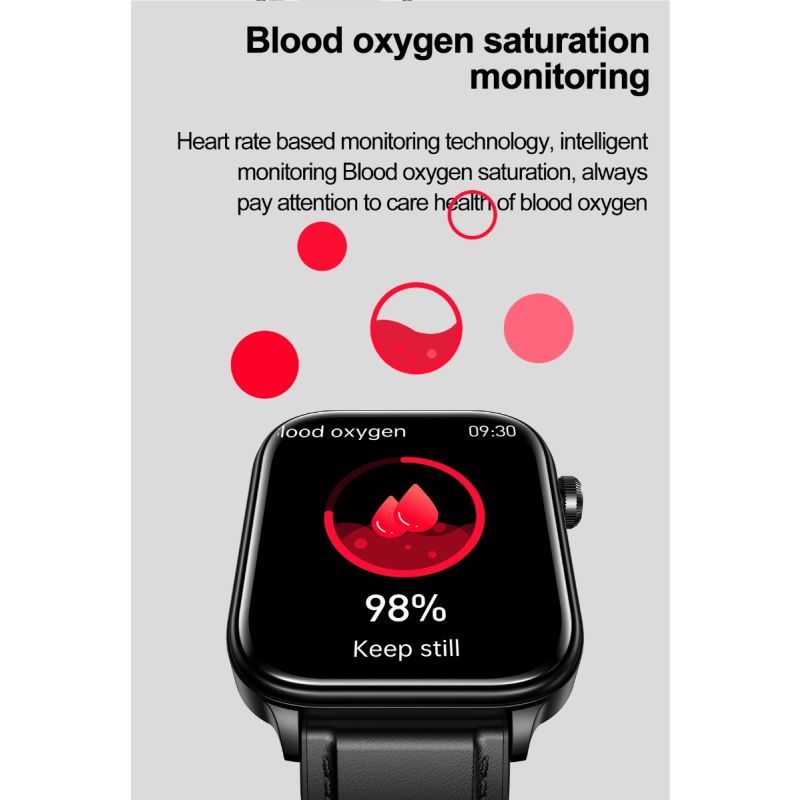 ET570 Smartwatch Santé: Glycémie Non Invasive, ECG, Sommeil, Fréquence Cardiaque, Tension Artérielle pour Android iOS