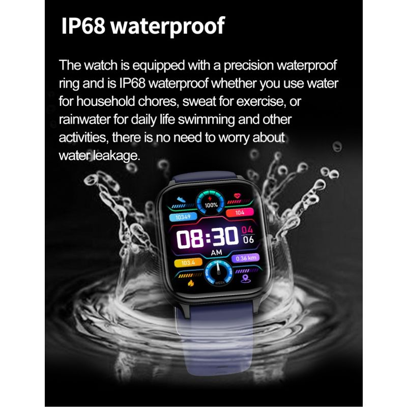 ET570 Smartwatch Santé: Glycémie Non Invasive, ECG, Sommeil, Fréquence Cardiaque, Tension Artérielle pour Android iOS