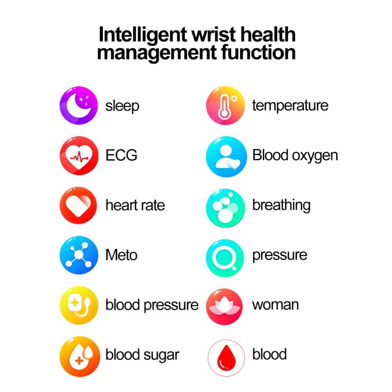 ET570 Smartwatch Santé: Glycémie Non Invasive, ECG, Sommeil, Fréquence Cardiaque, Tension Artérielle pour Android iOS