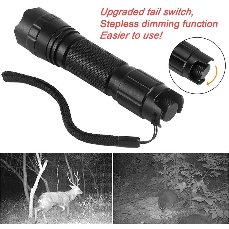 Lampe UltraFire 940nm LED IR infrarouge à faisceau réglable pour chasse furtive et observation de la faune