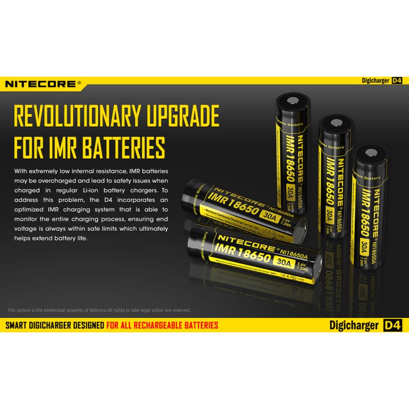 Nouveau Chargeur Nitecore D4 LCD Chargeur intelligent batteries rechargeables Compatibilité étendue Li-ion IMR