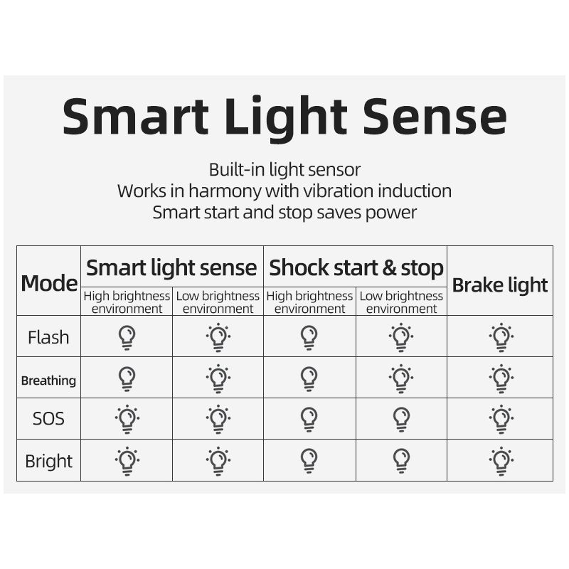 ROCKBROS Q5 Lumière Vélo Intelligente Détection Frein Automatique Étanche IPX6 Feu Arrière LED Sécurité Cyclisme