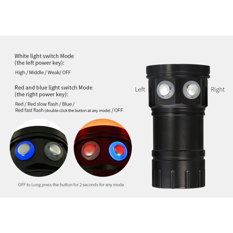 Lampe de plongée sous-marine QH14/QH27 20000 lumens avec LED pour exploration sous-marine et vie marine