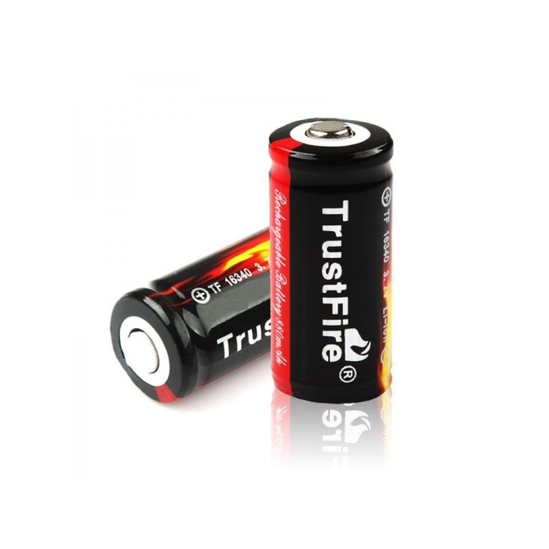 Batterie TrustFire 16340 CR123A rechargeable 3.7V Li-ion protégée écologique alternative aux jetables