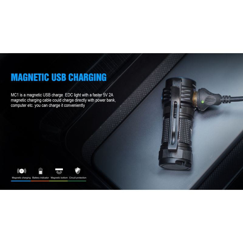 TrustFire MC1 Baton 1000 lumens lampe de poche compacte rechargeable ultra-légère chargement magnétique