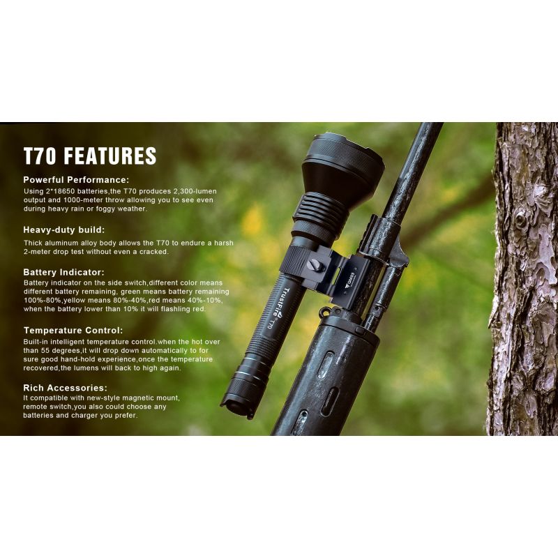 Lampe de poche Trustfire T70 Kit XHP35 HI 2300 lumens longue portée 1000 mètres LED rechargeable aventure outdoor