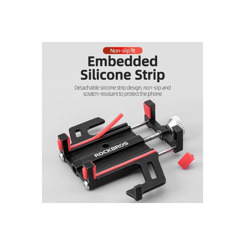 Support smartphone ROCKBROS moto vélo électrique alliage aluminium CNC stable navigation fluide silicone
