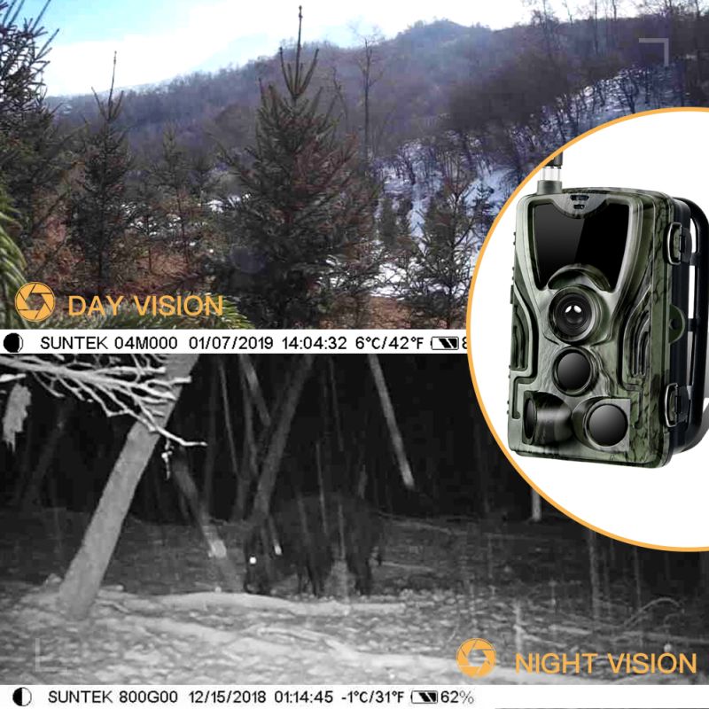 Caméra de chasse HC801M 20MP HD 1080P Vision nocturne 42 LED 2G MMS SMS SMTP pour photographie animalière