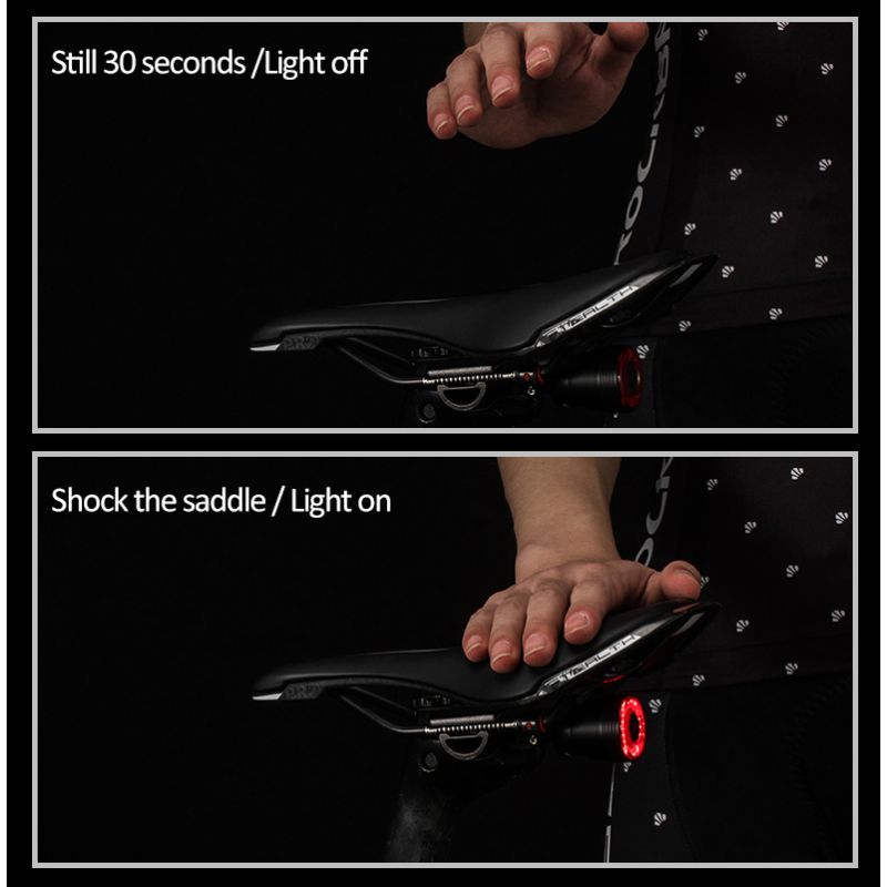 ROCKBROS Q5 Lumière Vélo Intelligente Détection Frein Automatique Étanche IPX6 Feu Arrière LED Sécurité Cyclisme