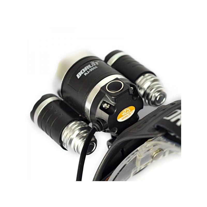 Boruit RJ-3000 Phare LED lumière blanche T6 équipement aventure design durable lampe frontale légère légère