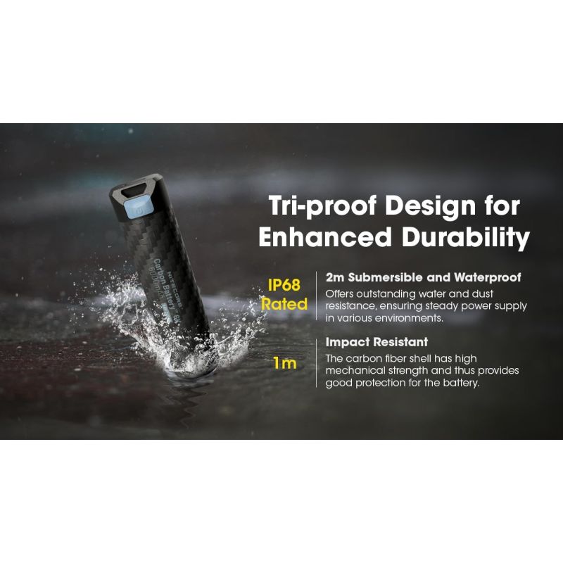 Nitecore Batterie Carbone 6K USB-C Rechargeable 6000mAh Légère Étanche Power Bank Randonnée