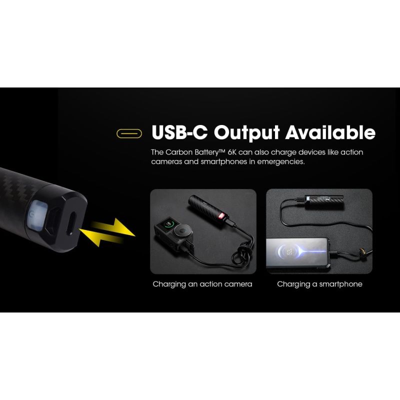 Nitecore Batterie Carbone 6K USB-C Rechargeable 6000mAh Légère Étanche Power Bank Randonnée