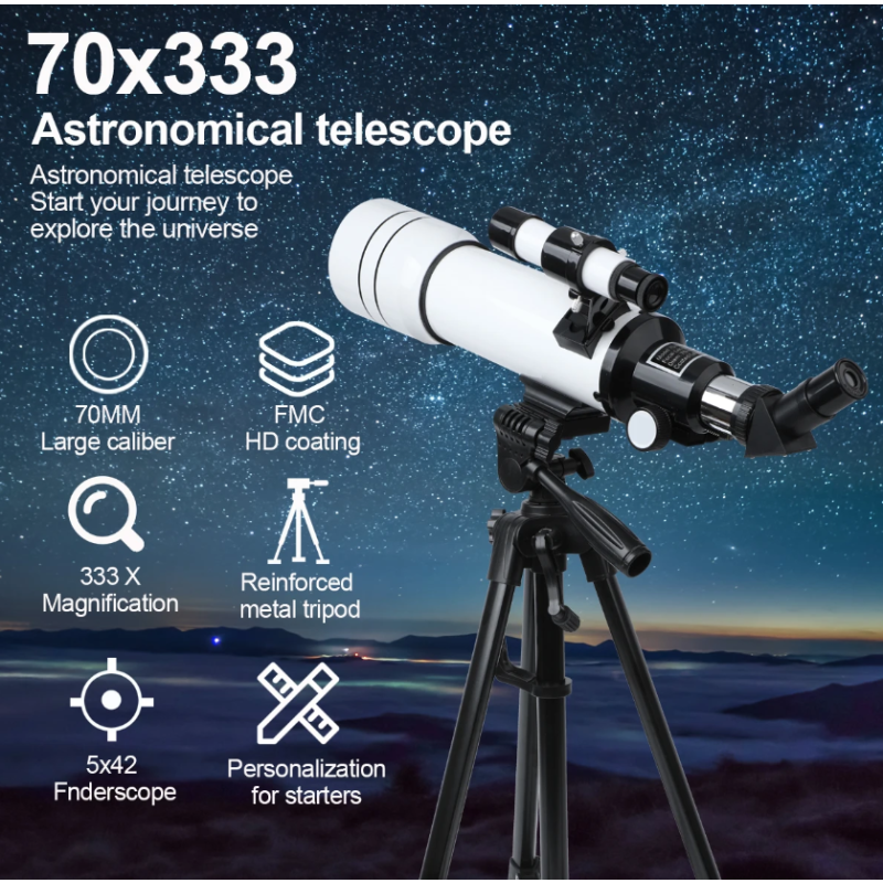 Explorez l'univers avec le Bossdun télescope 333X pour enfants idéal observation des étoiles et de la lune